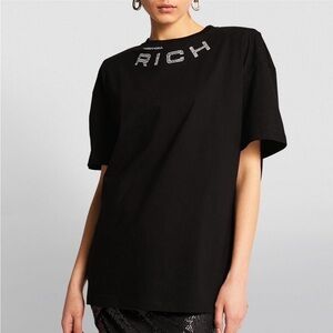 Alessandra Rich Logo-Embellished Oversized Cotton Crew Neck T-Shirt